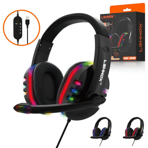 FONE DE OUVIDO HEADSET RGB GAMER COM MICROFONE 7.1 VIRTUAL LEHMOX LEF-1040 - Imagem 5